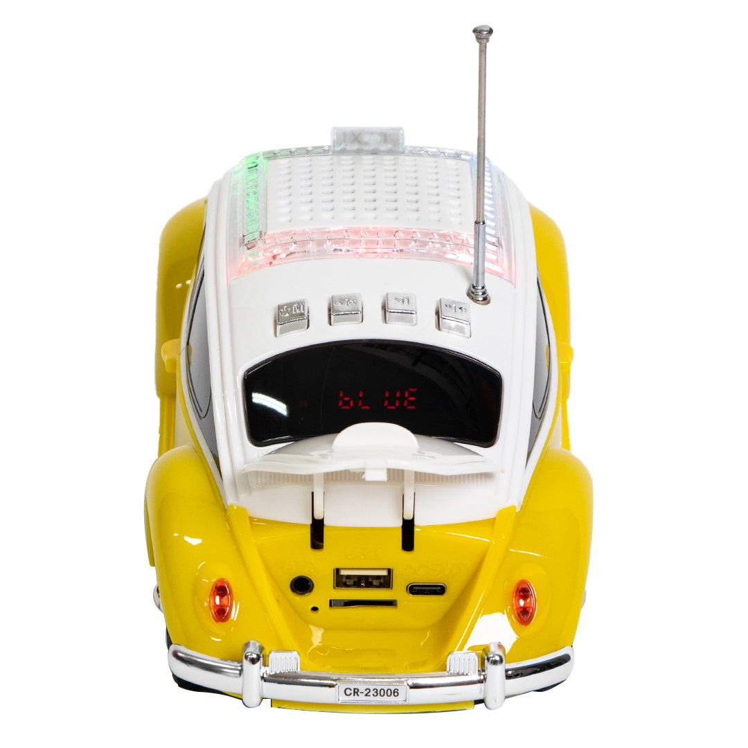 Bocina Portátil Retro 3” Vocho amarillo - 5000W P.M.P.O.