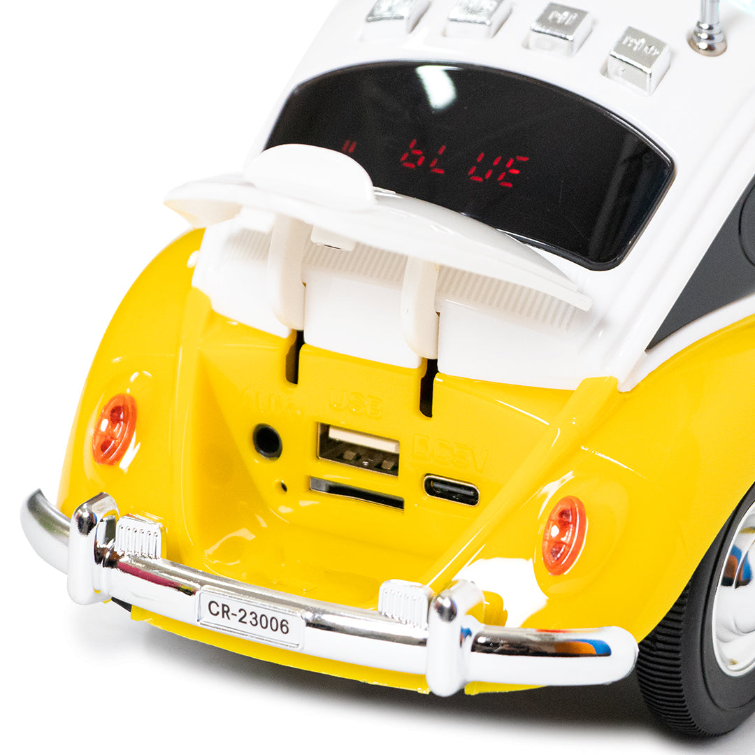 Bocina Portátil Retro 3” Vocho amarillo - 5000W P.M.P.O.