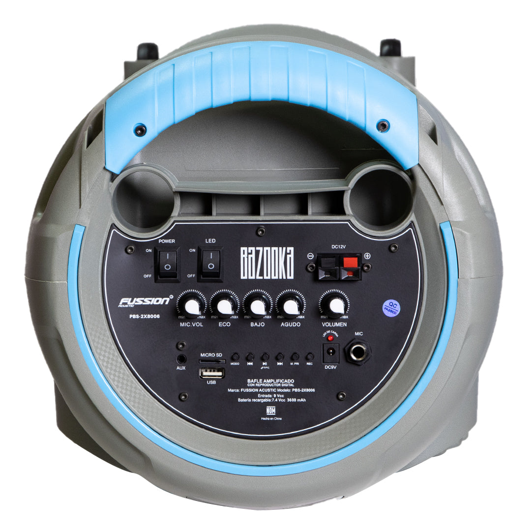 PBS-2X8006 Bocina Bafle Amplificado inalambrica Bluetooth 2x8" - 40,000W P.M.P.O. Fussion Acustic