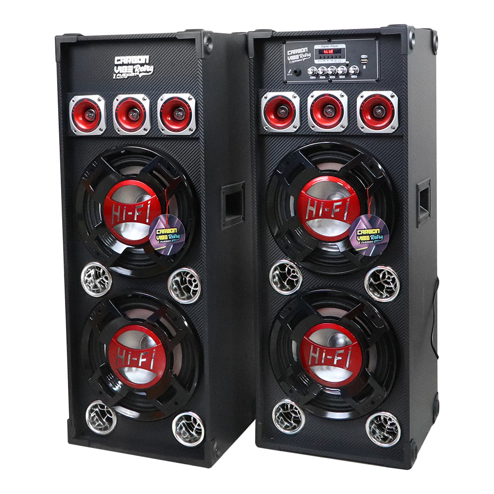 PBS-3010 JUEGO DE BAFLES ACTIVO Y PASIVO 2X10" CARBON VIBE RETRO 4500W P.M.P.O