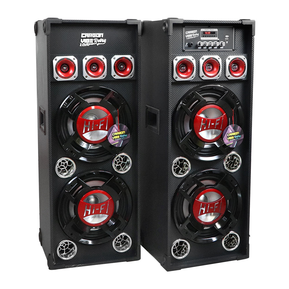 PBS-3010 JUEGO DE BAFLES ACTIVO Y PASIVO 2X10" CARBON VIBE RETRO 4500W P.M.P.O
