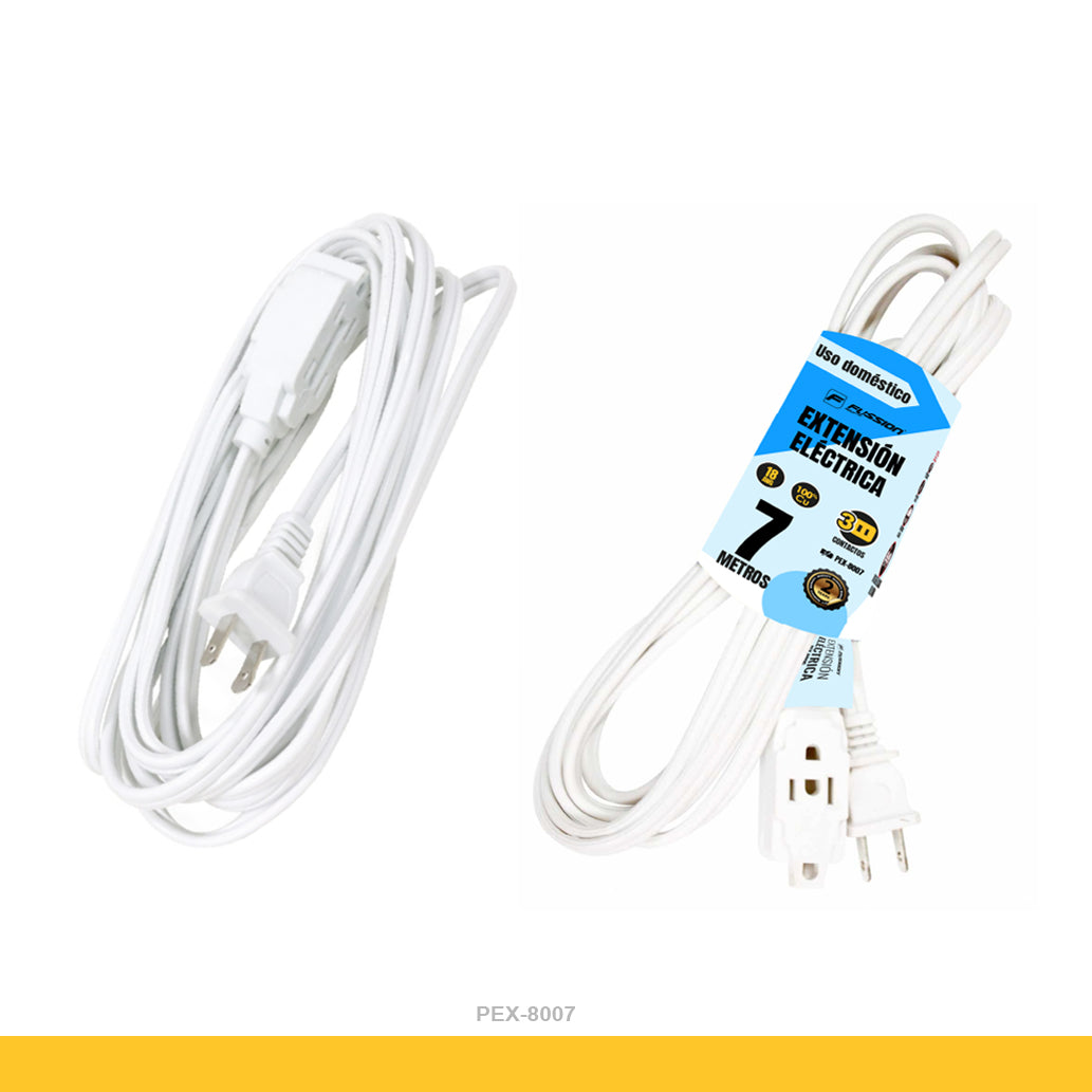 PEX-8007 Extensión Eléctrica Fussion Acoustic 5 Metros, 3 Contactos