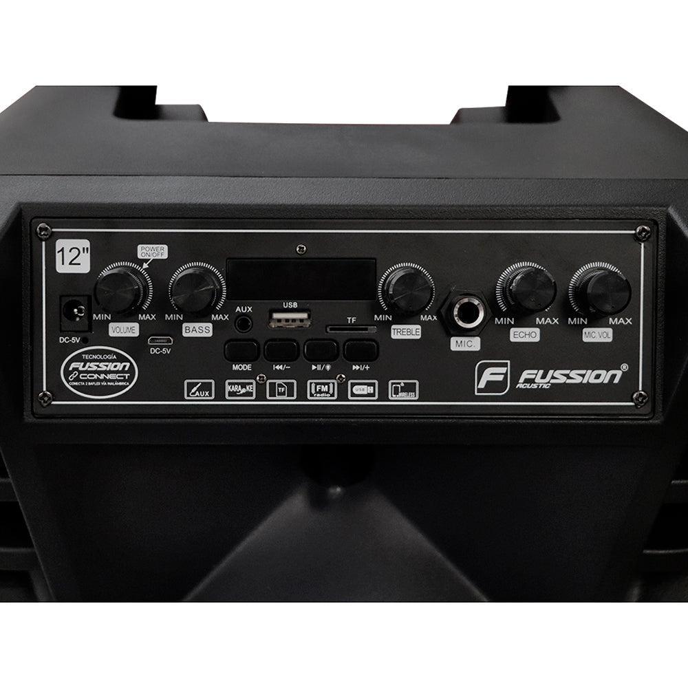 PBS-12011 DIAMOND BAFLE AMPLIFICADO 12" 20000 W PMPO TWS REC, BT, FM, USB, MSD, AUX 6.3MM DISCO LIGHT M