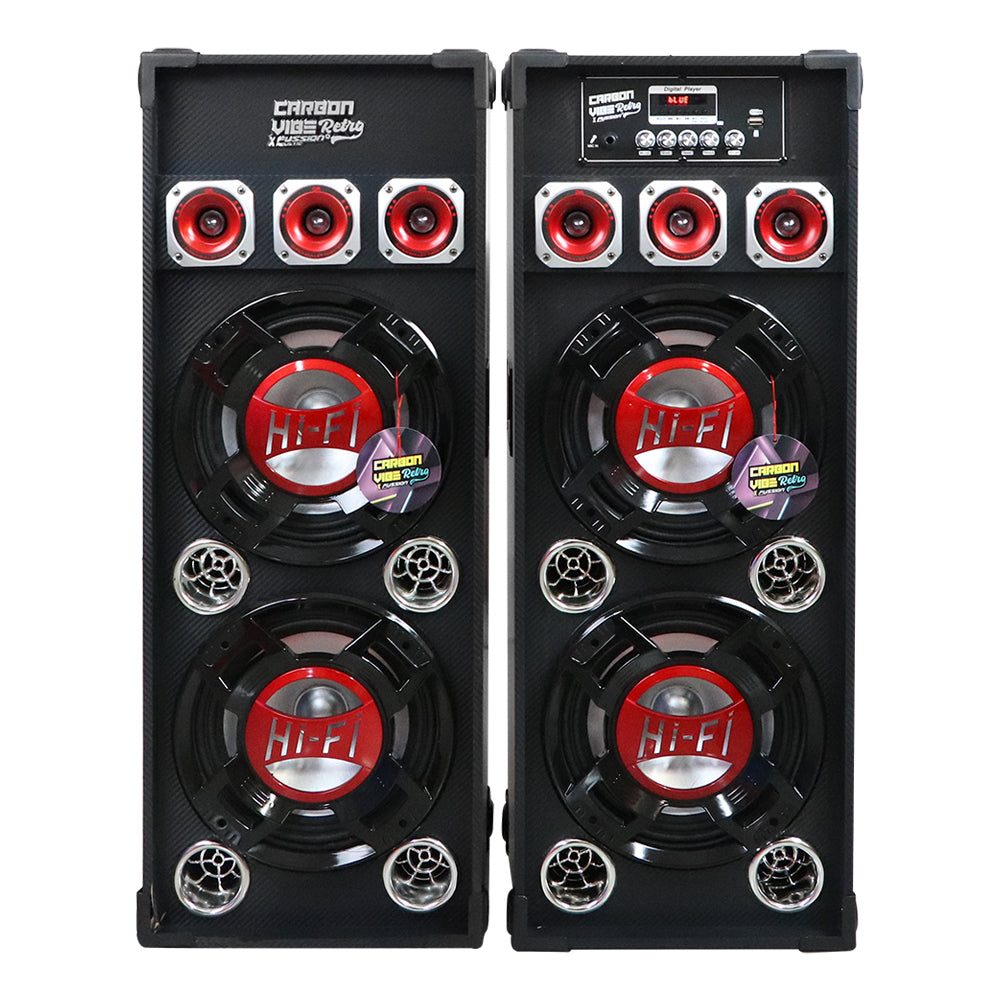 PBS-3010 JUEGO DE BAFLES ACTIVO Y PASIVO 2X10"  CARBON VIBE RETRO 4500W P.M.P.O