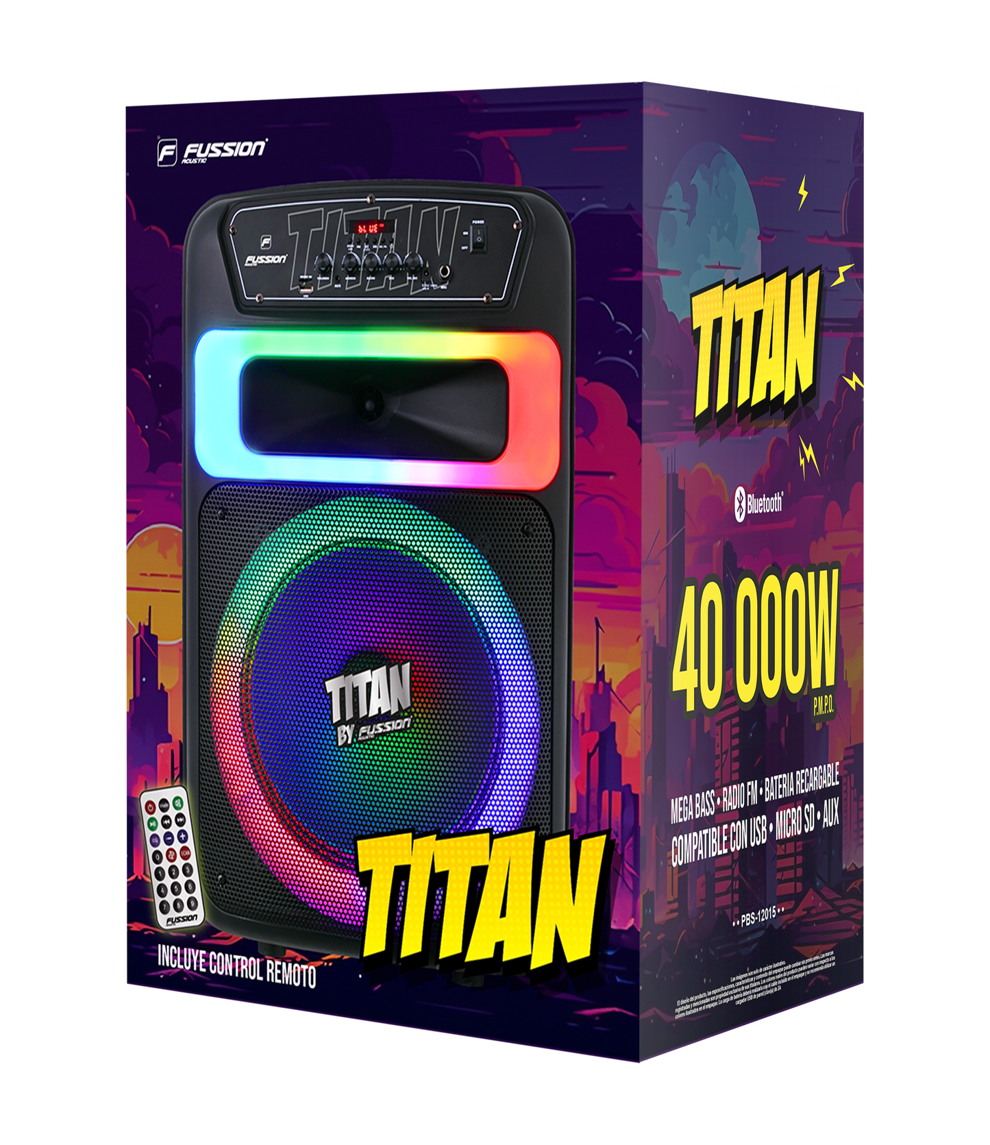 PBS-12015 Bafle Amplificado TITAN 12" 40 000W P.M.P.O